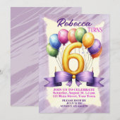 Invitation Thème Balloon 6e anniversaire (Devant / Derrière)