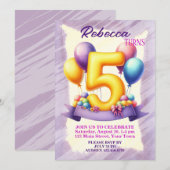 Invitation Thème Balloon du 5e anniversaire (Devant / Derrière)