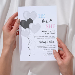 Invitation Thème Balloon Thème Minimaliste Révélation Sexe