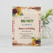 Invitation Thème BBQ rustique tournesol rose (Debout devant)