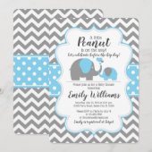 Invitation Thème bleu d'éléphant d'invitation de baby shower (Devant / Derrière)