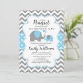 Invitation Thème bleu d'éléphant d'invitation de baby shower (Debout devant)