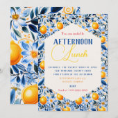 Invitation Thème Bleu et Citron  (Devant / Derrière)