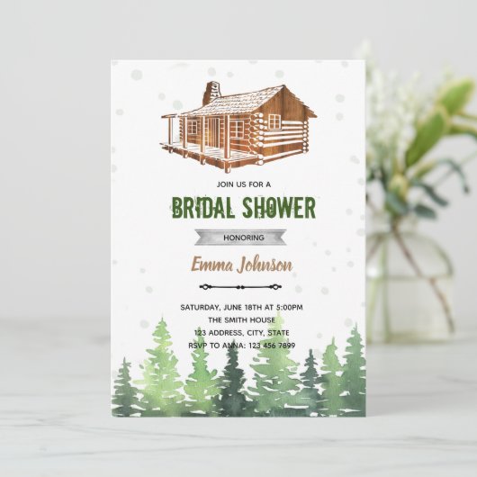 Invitation thème bois de cabine (Debout devant)