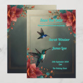 Invitation Thème botanique foncé des colibris (Devant / Derrière)