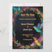 Invitation Thème botanique foncé des colibris (Devant)