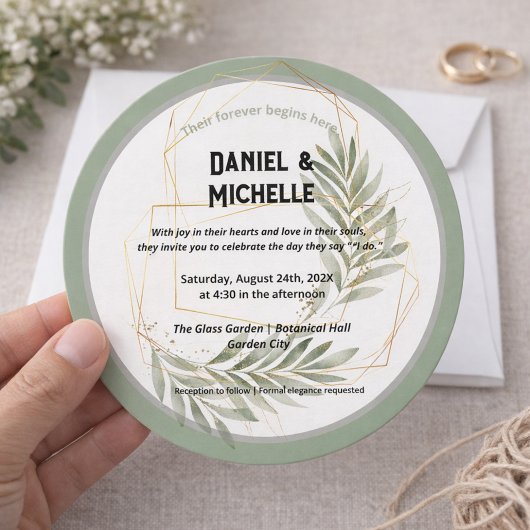 Invitation Thème Botanique Mariage Arché Noir Moderne