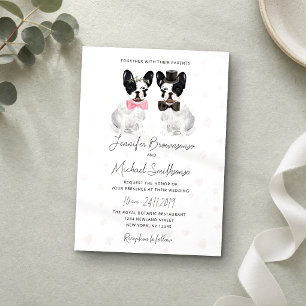 Invitation Thème Bouledogue français patte cœur chien mariage