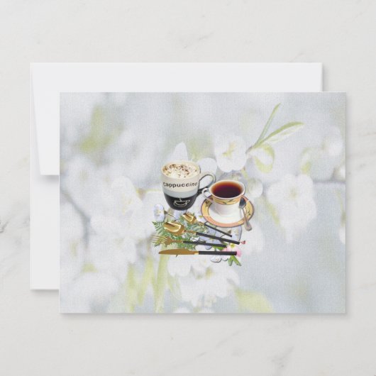 Invitation Thème Bouquet de fleurs de cerisier (Dos)