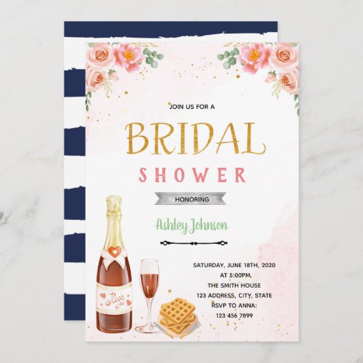 Invitation thème brunch au champagne (Devant / Derrière)