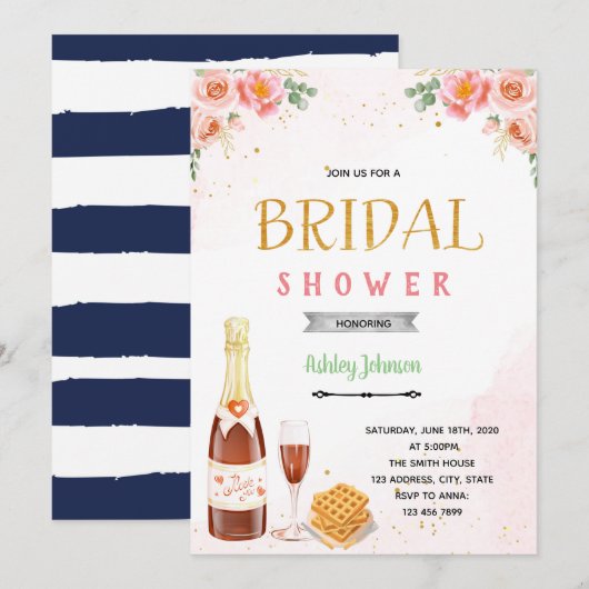 Invitation thème brunch Champagne (Devant / Derrière)