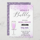 Invitation Thème brunch et boissons gazeuses argent et violet (Devant / Derrière)