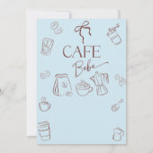 Invitation Thème Café Bleu Bow Cafe Bebe Garçon Baby Shower (Dos)
