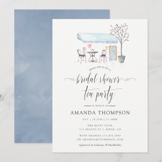 Invitation Thème Café de Paris aquarelle pour enterrement de (Devant / Derrière)
