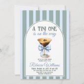 Invitation Thème Café Espresso Martini Baby shower Bleu Bow (Devant)