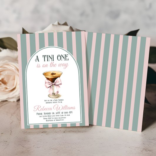 Invitation Thème Café Espresso Martini Baby shower Bow rose