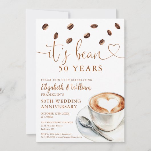 Invitation Thème café pour toute année d'anniversaire de mari (Devant)