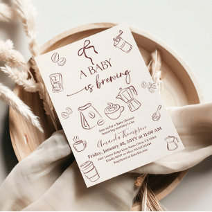 Invitation Thème Café Tasse Beige Bébé est en route Baby Show