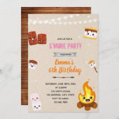 Invitation thème camp de vacances smore pour fille (Devant / Derrière)