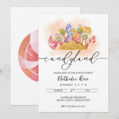 Invitation thème Candyland esthétique (Devant / Derrière)