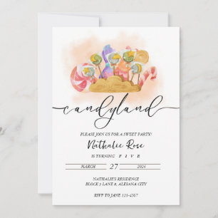 Invitation Thème Candyland Esthétique Thème Bonbon