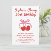 Invitation Thème Cerise Douce pour une fête d'anniversaire de (Debout devant)