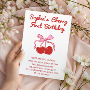 Invitation Thème Cerise Douce pour une fête d'anniversaire de