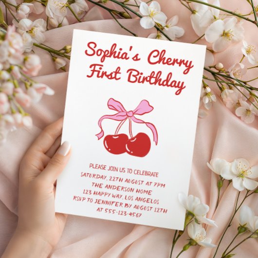 Invitation Thème Cerise Douce pour une fête d'anniversaire de