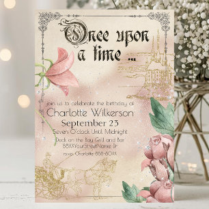 Invitation Thème Château et Carrosse Conte de Fées Vintage