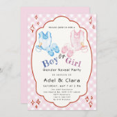 Invitation Thème Chaussures de bébé rose et bleu (Devant / Derrière)