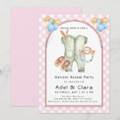 Invitation Thème Chaussures de bébé rose et bleu (Devant / Derrière)
