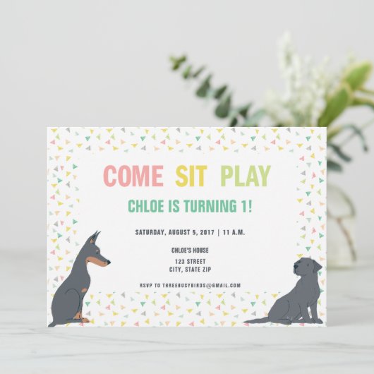 Invitation Thème Chien Chien Chien Chien Chien Chien Chien Fê (Debout devant)