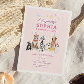 Invitation Thème Chien Fille Chiot Anniversaire Fête Invitati