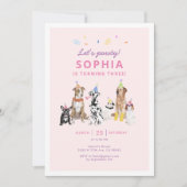 Invitation Thème Chien Fille Chiot Anniversaire Fête Invitati (Devant)