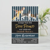 Invitation Thème Chien Pound, Salle d'évasion Anniversaire (Debout devant)