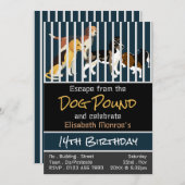Invitation Thème Chien Pound, Salle d'évasion Anniversaire (Devant / Derrière)