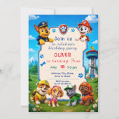 Invitation thème chien pour garçon. Fête pour enfa (Devant)