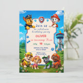 Invitation thème chien pour garçon. Fête pour enfa (Debout devant)