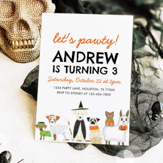 Invitation Thème Chien Puppy Party Halloween Anniversaire