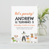 Invitation Thème Chien Puppy Party Halloween Anniversaire (Debout devant)