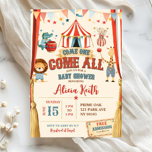 Invitation Thème Cirque Venez Tous Bébé Shower