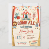 Invitation Thème Cirque Venez Tous Bébé Shower (Devant)