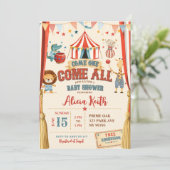 Invitation Thème Cirque Venez Tous Bébé Shower (Debout devant)