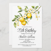 Invitation Thème Citron Aquarelle 25ème anniversaire (Devant / Derrière)