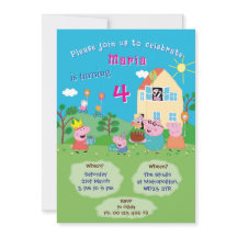 Invitation thème cochon de dessin animé. Fête d'en