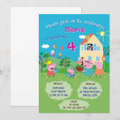 Invitation thème cochon de dessin animé. Fête d'en (Devant / Derrière)