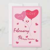 Invitation Thème Coeur mignon Rose Et Rouge (Devant)