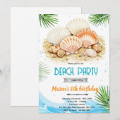 Invitation thème coquillage de plage (Devant / Derrière)