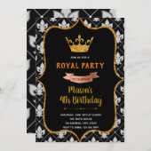 Invitation thème couronne royale noire (Devant / Derrière)