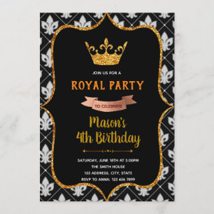 Invitation thème couronne royale noire